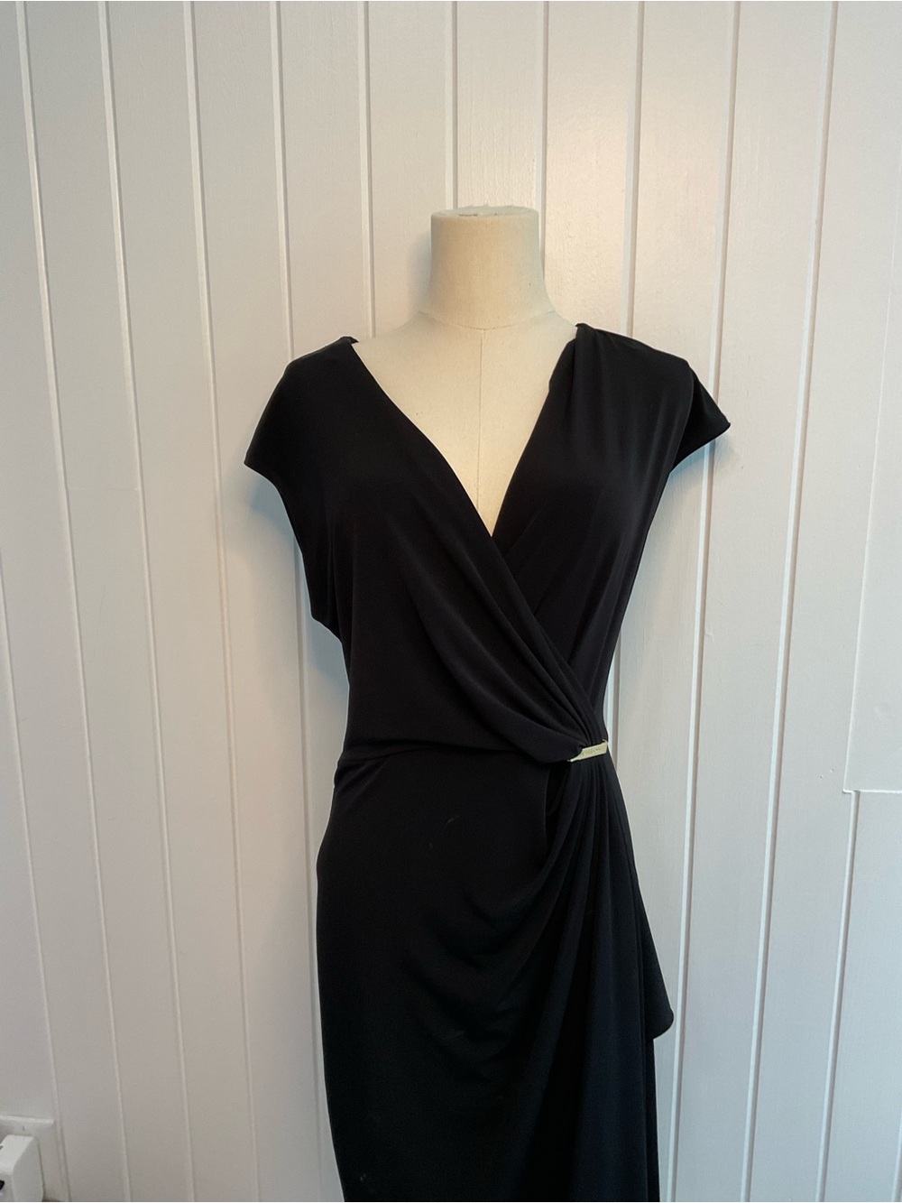MICHAEL Michael Kors Black Wrap-Front Midi Dress